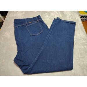 Wrangler‎ Rustler Jeans Men 48x33 Dk Blue Denim Durable Work Cotton Heavy Duty